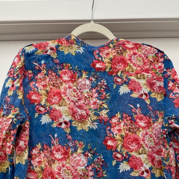 MNG Basics size 8 floral print blue and red blouse3/4 sleeve - Picture 11 of 16